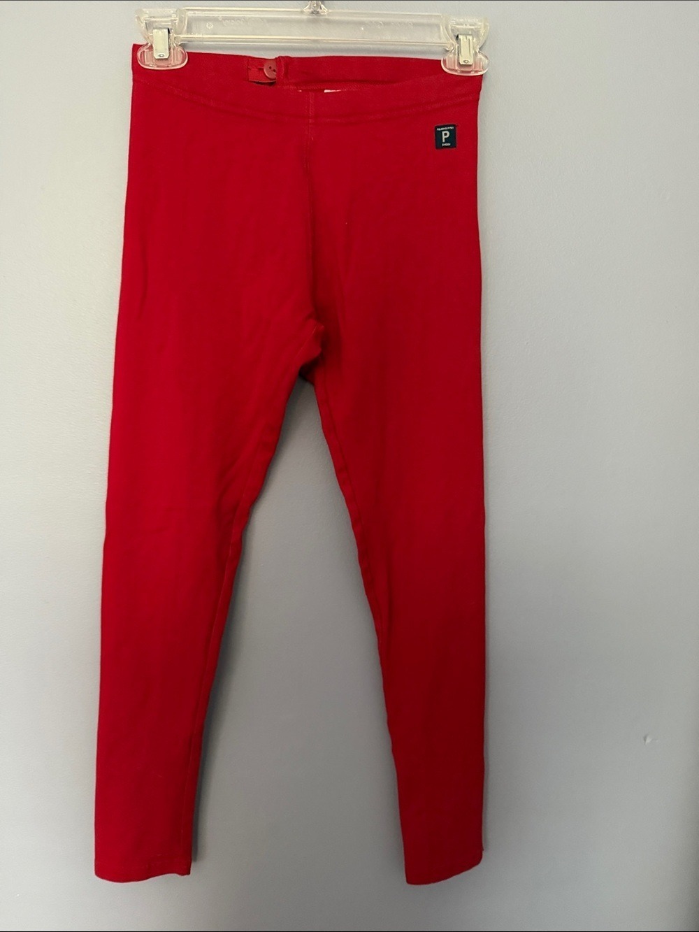 Polarn O. Pyret Organic Cotton Red Stretch Leggings Slim Fit Youth 10-12Y Sweden